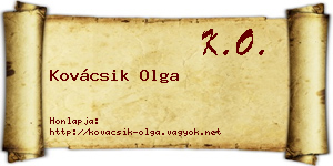 Kovácsik Olga névjegykártya